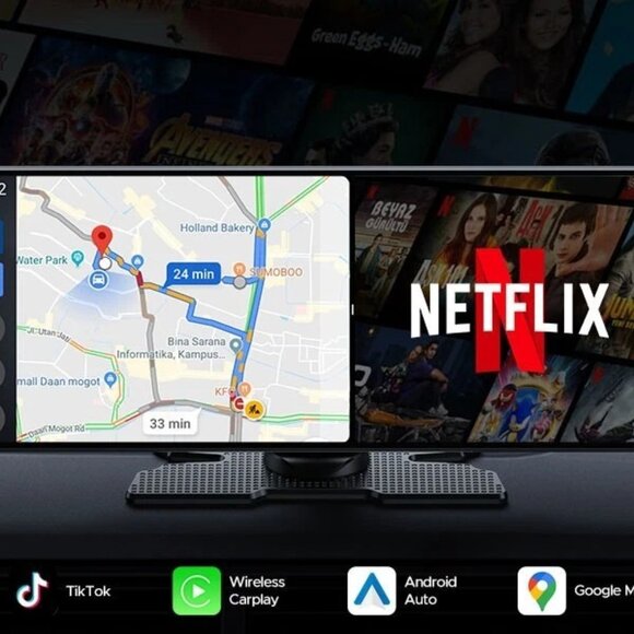 10.25" Wireless CarPlay Screen w/Youtube Netflix Video Portable Car Stereo Radio - Picture 3 of 8